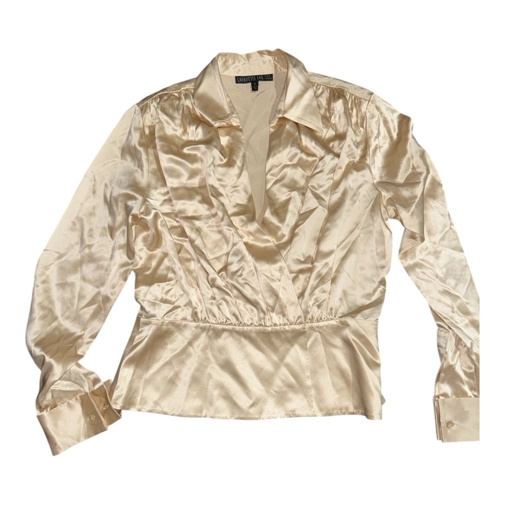 Lafayette 148 Elegant 100% Silk Cream  Blouse